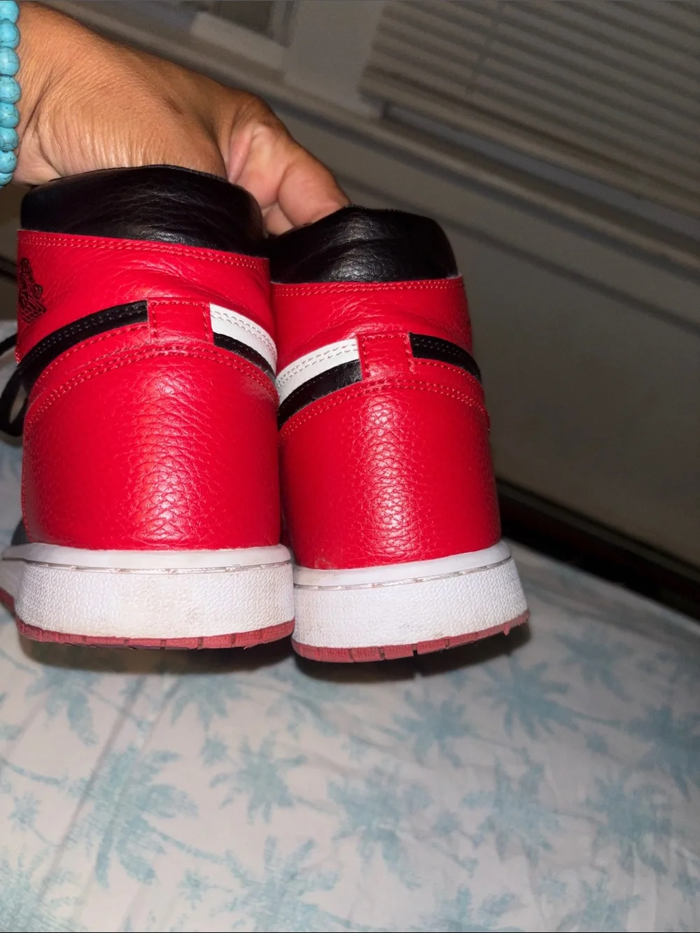 Nike Men's High-Top Sneakers in Red, Black & White